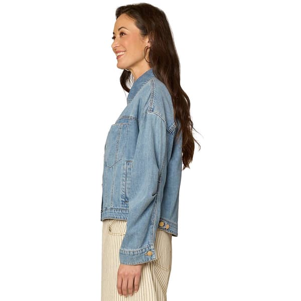 Womens Democracy Oversized Barrel Sleeve Denim Jacket