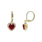 Gold Plated Ruby Cubic Zirconia Heart Lever Back Earrings - image 1