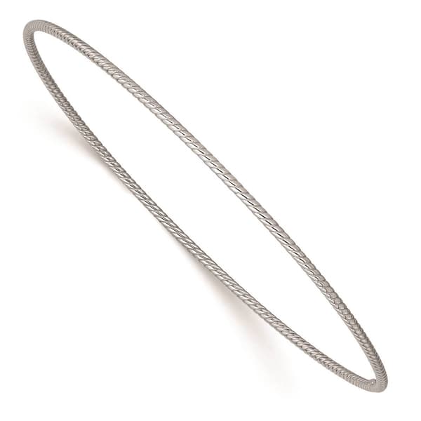 Gold Classics&#40;tm&#41; 14kt. 1.5mm White Gold Textured Bangle Bracelet - image 
