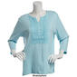 Petite Hasting & Smith 3/4 Sleeve Split Neck Lace Yoke Tee - image 3