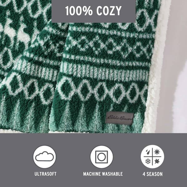 Eddie Bauer Alpine Fair Isle Sherpa Throw