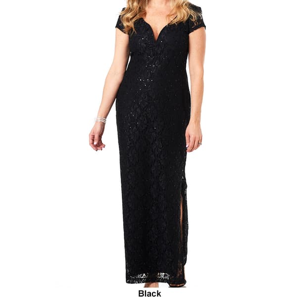 Womens Connected Apparel Sweetheart Neck Sequin Lace Gown