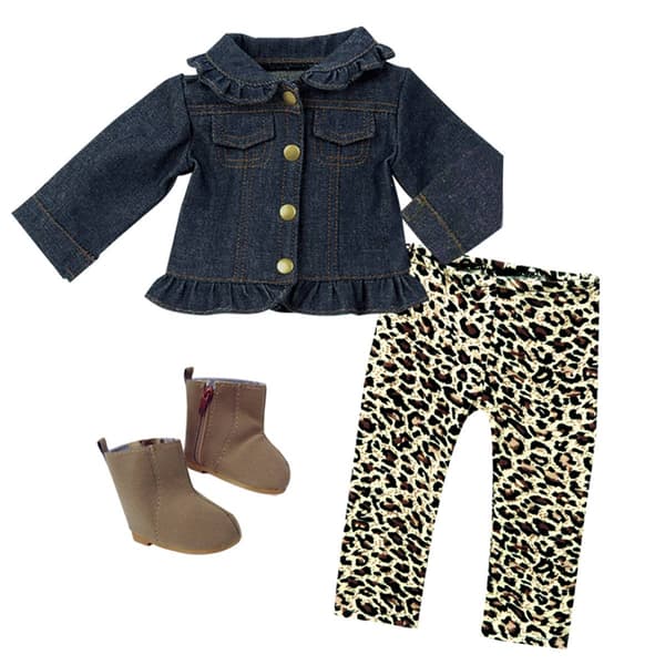 Sophia&#39;s(R) Ruffled Jean Jacket &amp; Animal Leggings Set - image 