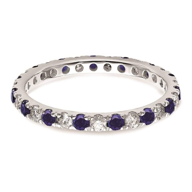 Pure Fire 14kt. White Gold Lab Created Blue Sapphire Band