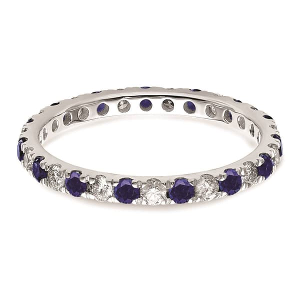 Pure Fire 14kt. White Gold Lab Created Blue Sapphire Band