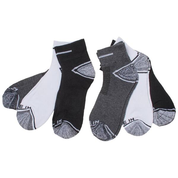 Mens Zone In 6pk. Cushion Quarter Ankle Socks - Black/White/Grey - image 