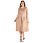 Plus Size 24/7 Comfort Apparel Long Sleeve Midi Fit & Flare Dress - image 10