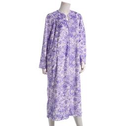 Womens Loungees Long Sleeve Fleece Floral Zip Front Duster