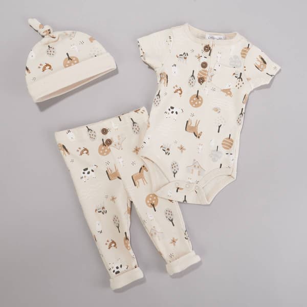 Baby Boy &#40;NB-9M&#41; Emily and Oliver&#40;R&#41; 3pc. Farm Rib-Knit Set - image 