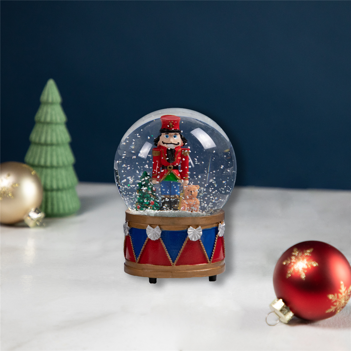 Northlight 6in. Nutcracker with Teddy Bear Christmas Snow Globe