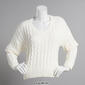 Juniors Poof! Chenille Notched Hem Cable Knit Sweater - image 3