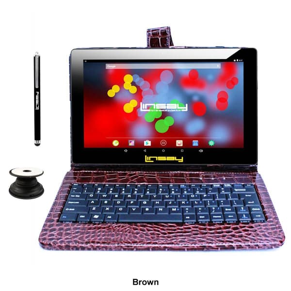 Linsay 10in. Android 12 Tablet with Crocodile Leather Keyboard