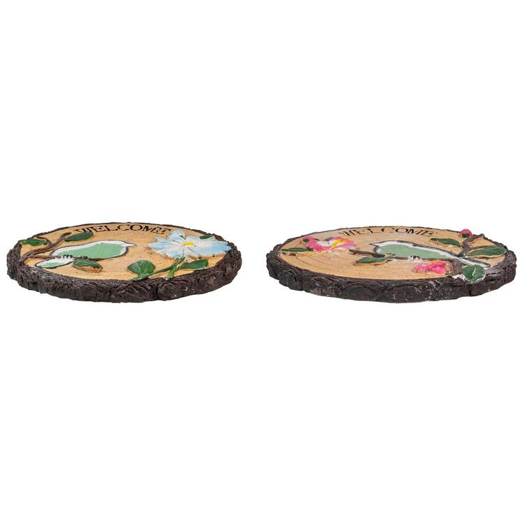 Northlight Seasonal Welcome Birds Floral Garden Stones - Set of 2