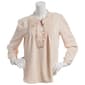 Womens Adrianna Papell Long Sleeve Ruffle Neck Pintuck Blouse - image 1