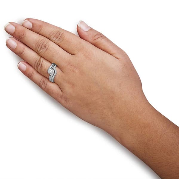 Haus of Brilliance Sterling Silver 1/3ctw. Diamond Bridal Set