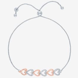 Nova Star&#40;R&#41; Pink Plated Lab Grown Diamond Heart Bolo Bracelet