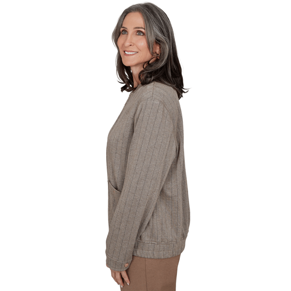 Petite Alfred Dunner Regent Street Herringbone Bomber Jacket