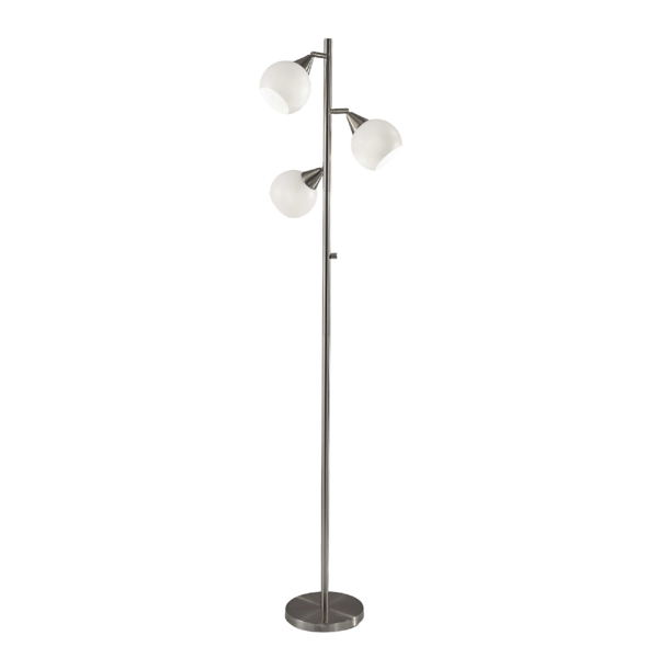 HomeRoots 71 Silver Metal Floor Lamp With White Dome Shade