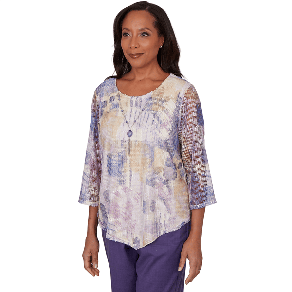 Womens Alfred Dunner Grand Bazaar Stained Glass Mesh Blouse