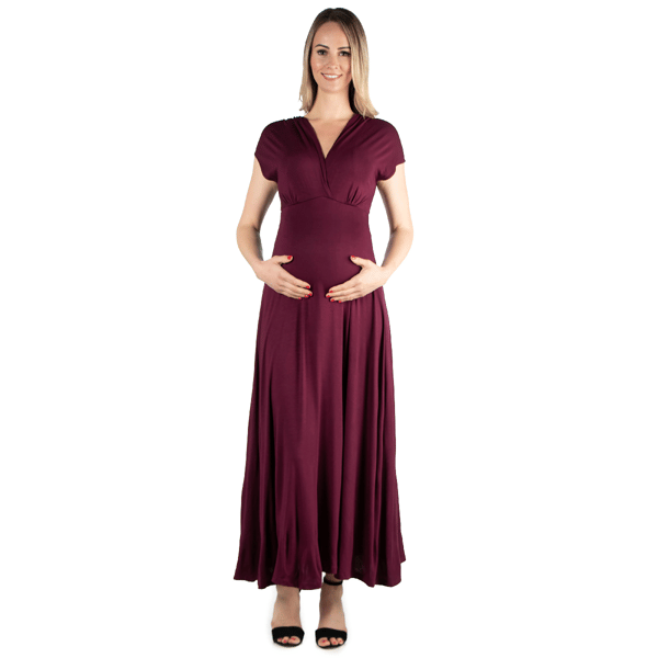 Womens 24/7 Comfort Apparel Cap Sleeve Maternity Maxi Dress - image 