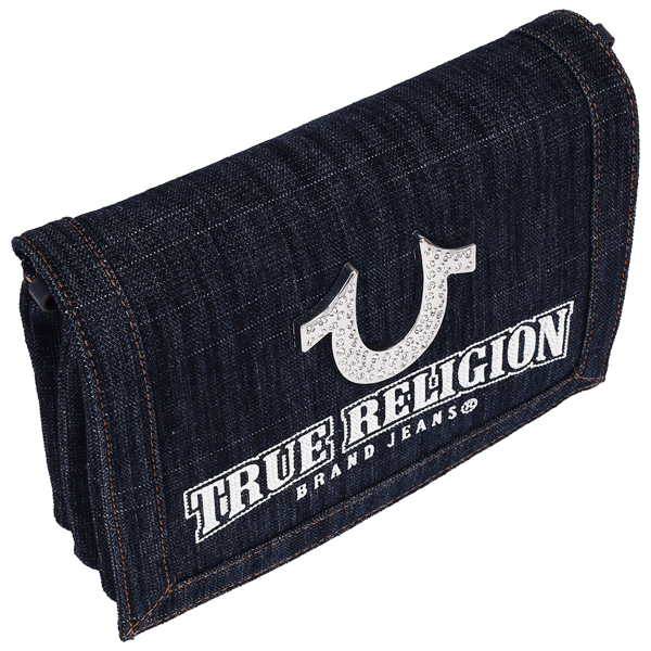 True Religion Bling Horseshoe Denim Messenger Bag
