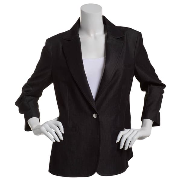 Womens Nicole Miller 3/4 Sleeve One Button Denim Jacket - image 