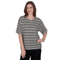 Womens Ruby Rd. Tropical Noir Texture Stripe Fringe Sleeve Blouse - image 1