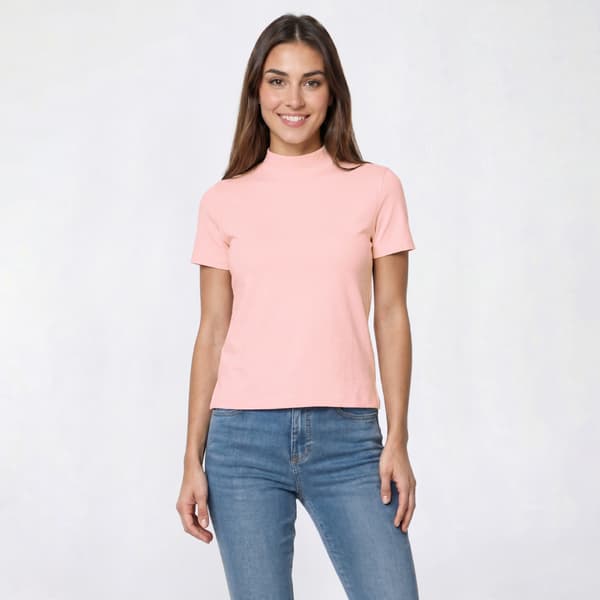 Womens Hasting & Smith Short Sleeve Mock Neck Tee
