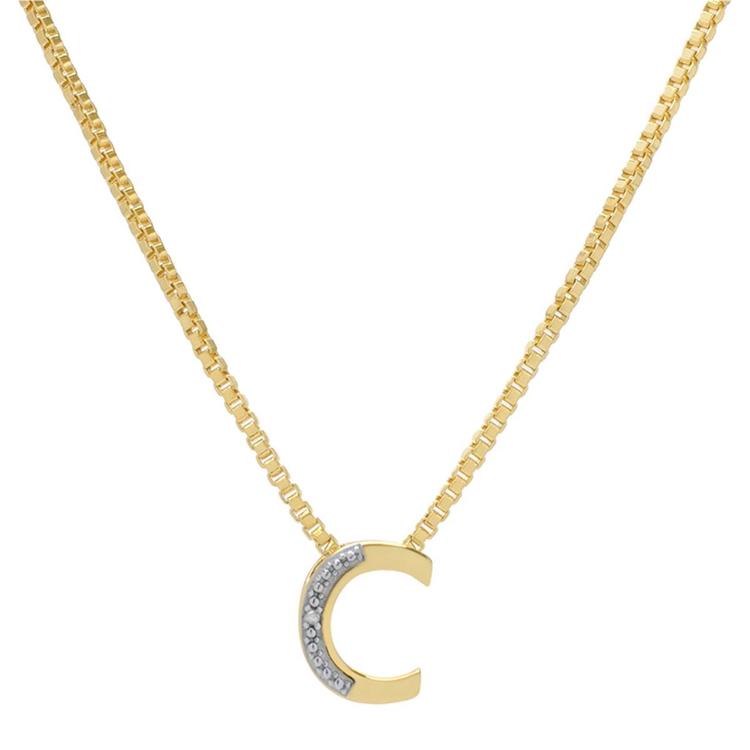 Gianni Argento 14kt. Gold Plated Diamond Accent C Pendant