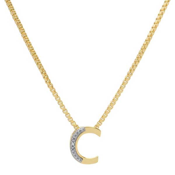 Gianni Argento 14kt. Gold Plated Diamond Accent C Pendant - image 