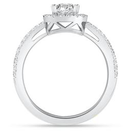 Nova Star® Sterling Silver 1ctw. Lab-Grown Diamond Halo Ring