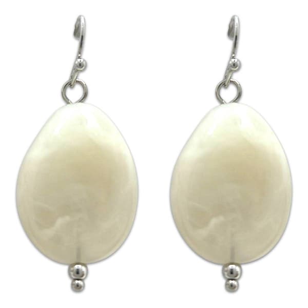 Ashley Cooper Rhodium Milky White Swirl Acrylic Drop Earrings
