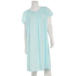 Plus Size Miss Elaine Short Sleeve Tricot Solid Short Nightgown