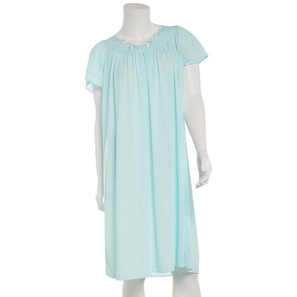 Plus Size Miss Elaine Short Sleeve Tricot Solid Short Nightgown - image 