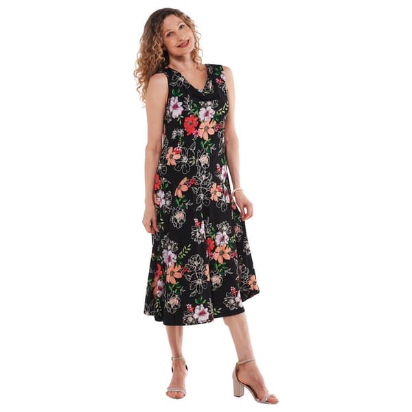 Plus Size Robbie Bee Sleeveless Floral Drape Neck Midi Dress - image 