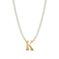 1928 16in. Gold-Tone K Initial Pearl Pendant - image 1