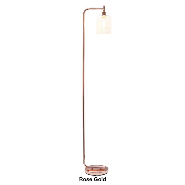 Simple Designs Modern Iron Lantern Floor Lamp w/Glass Shade