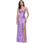 Juniors Blondie Nites Damask Sequin Sheath Dress with Slit - image 1