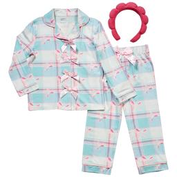 Toddler Girl Sleep On It(R) 2pc. Blue Plaid & Pink Bows Pajama Set