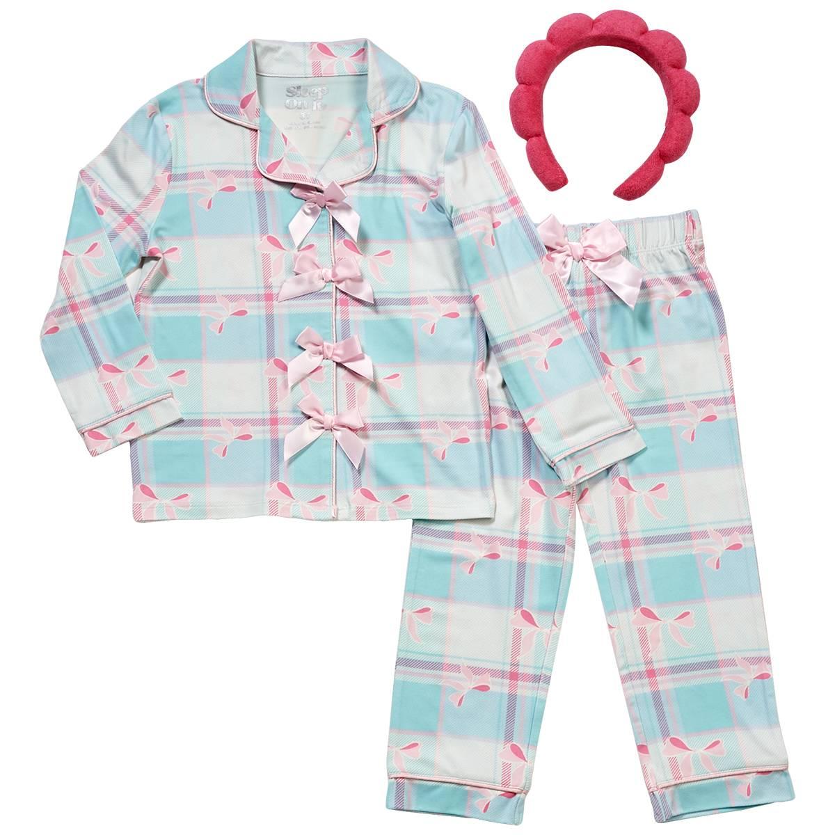Toddler Girl Sleep On It(R) 2pc. Blue Plaid & Pink Bows Pajama Set