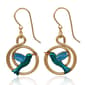 Silver Forest Gold-Tone Coil Earrings with a Blue Hummingbird - image 1