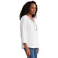 Petite Jones New York 3/4 Sleeve Embroidered Trim Linen Blouse - image 3