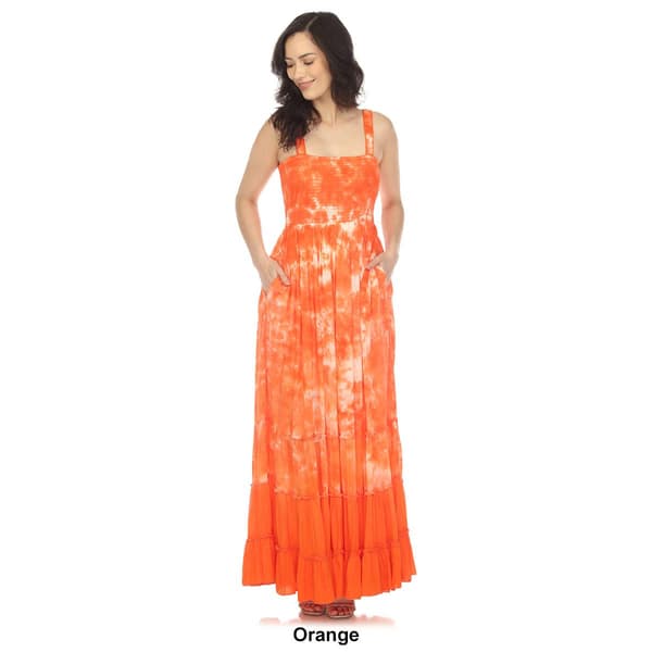 Womens White Mark Smocked Ruffle Maxi Dress