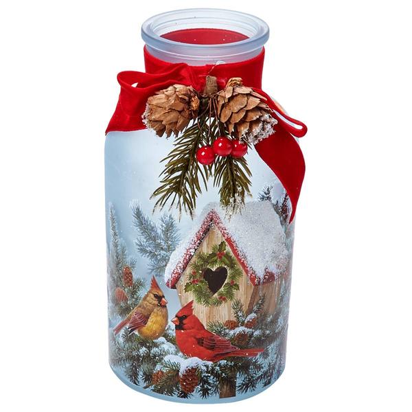 Transpac Christmas Cardinal House Glass Jar Decor - image 