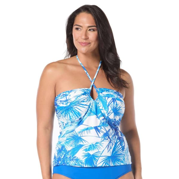 Womens CoCo Reef Palm Tree Paradise Bandeau Tankini Swim Top - image 