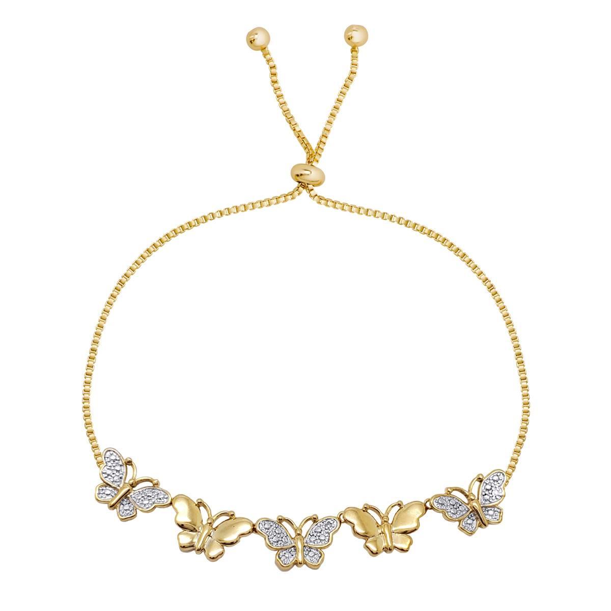 Gianni Argento Gold Plated Diamond Butterfly Adjustable...