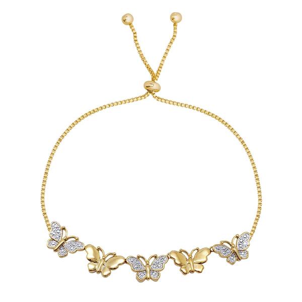 Accents Gold Plated Diamond Butterfly Link Adjustable Bracelet - image 