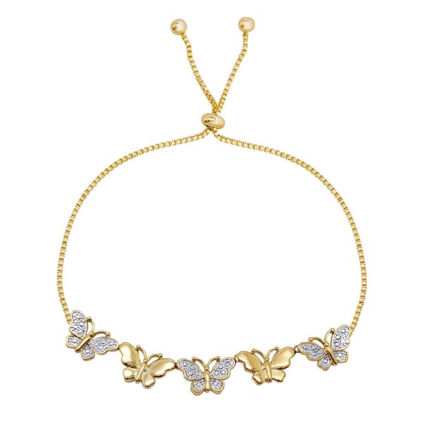 Accents Gold Plated Diamond Butterfly Link Adjustable Bracelet - image 
