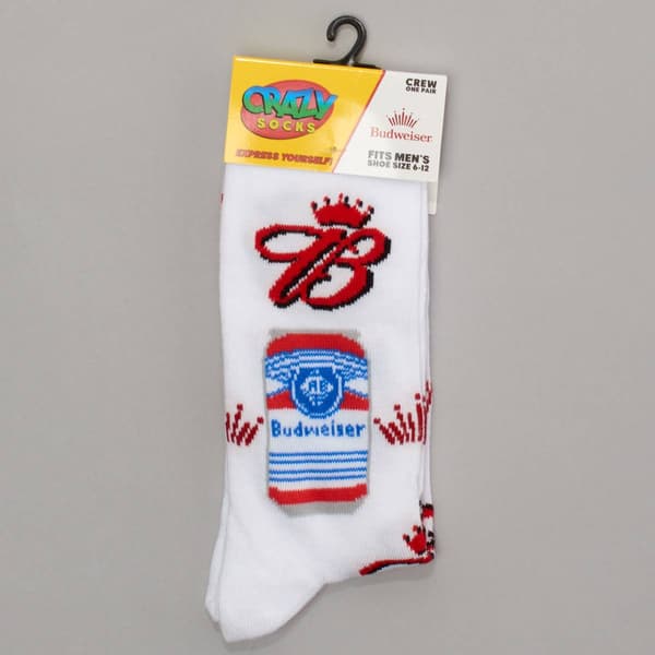 Mens Crazy Socks Budweiser(R) Cans Crew Socks - image 