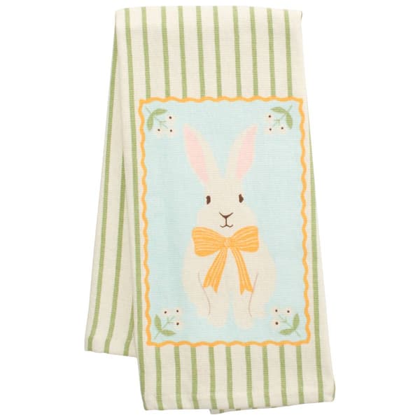 Bunny Frame Striped Kitchen Towel - image 